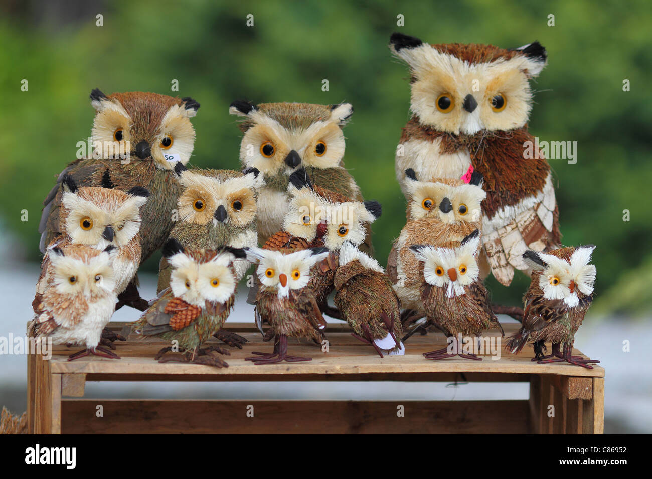 Owls made of hay handicraft craftsmanship of Poland Stock Photo