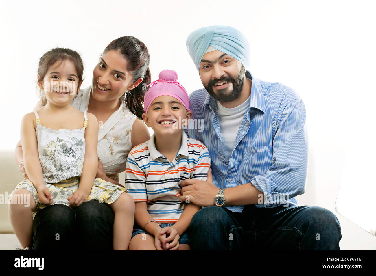 Portrait of a Sikh family Stock Photo