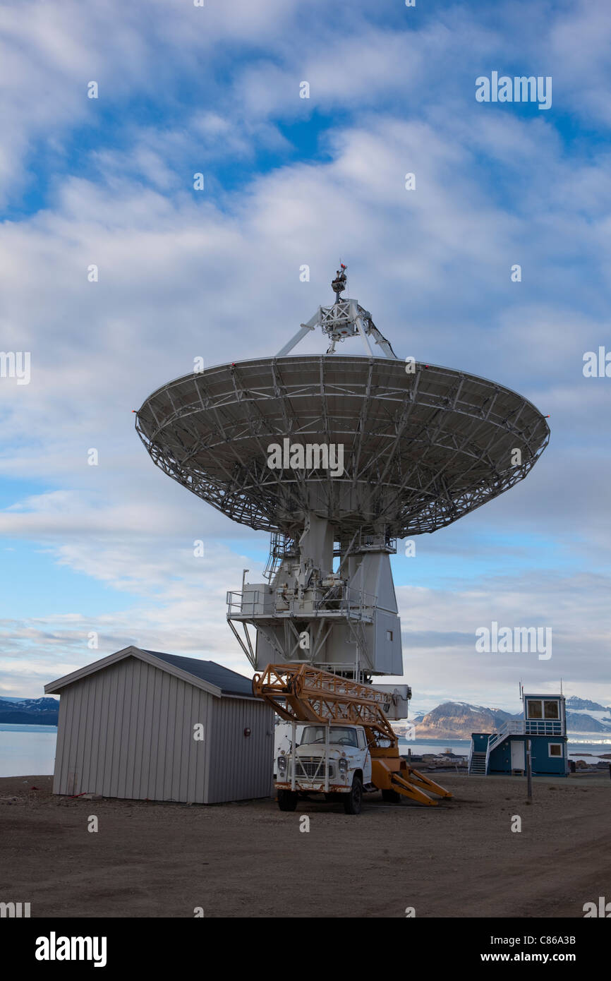 Space Geodetic Research Facility of the Norwegian Mapping Authority, Ny Alesund, Svalbard. Stock Photo