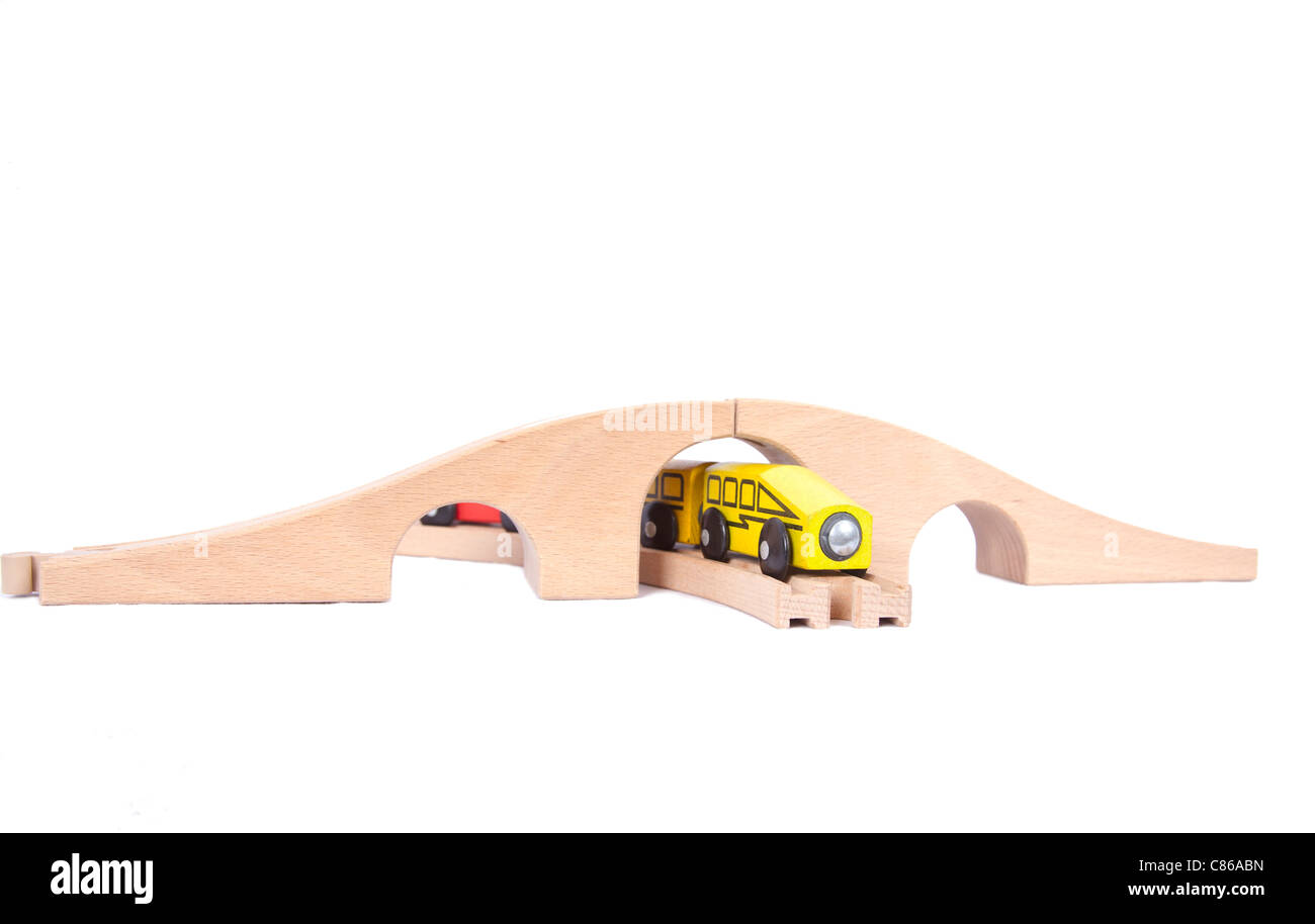 wooden train set bridge