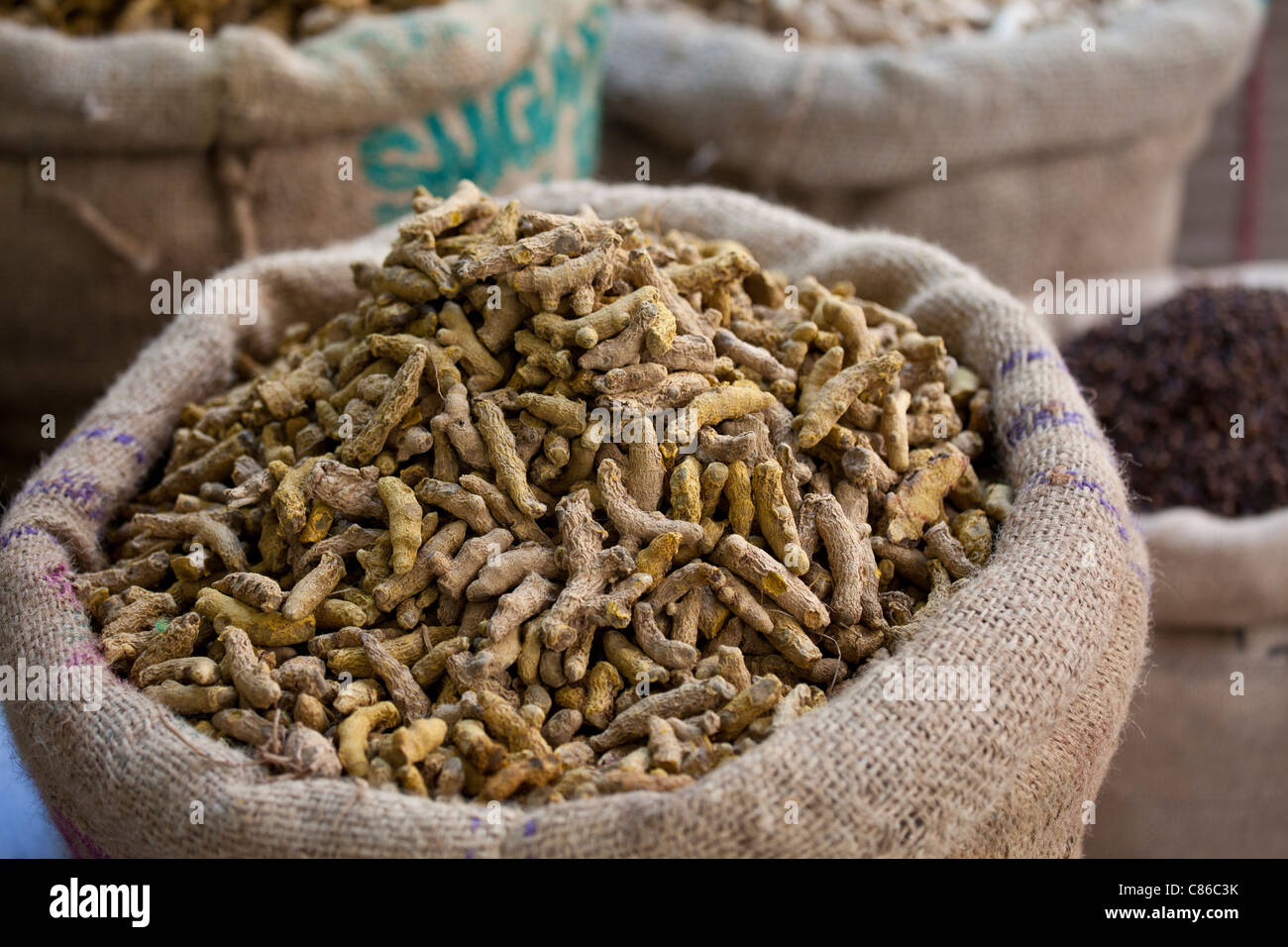 Dried ginger root on sale at Khari Baoli spice and dried foods market