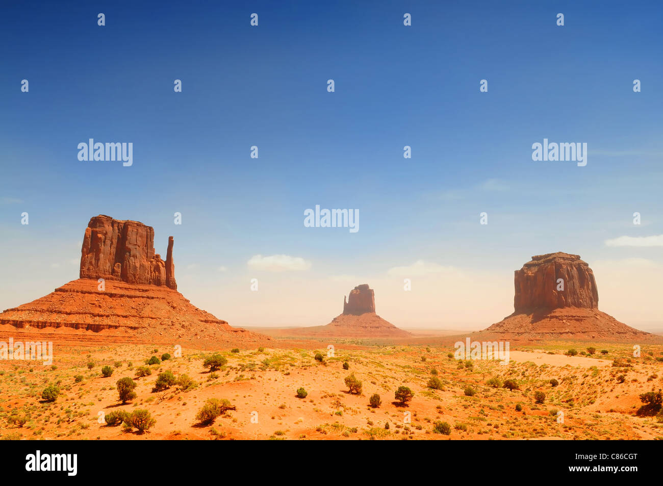 Monument Valley, famous movie landscape on sunny day Stock Photo