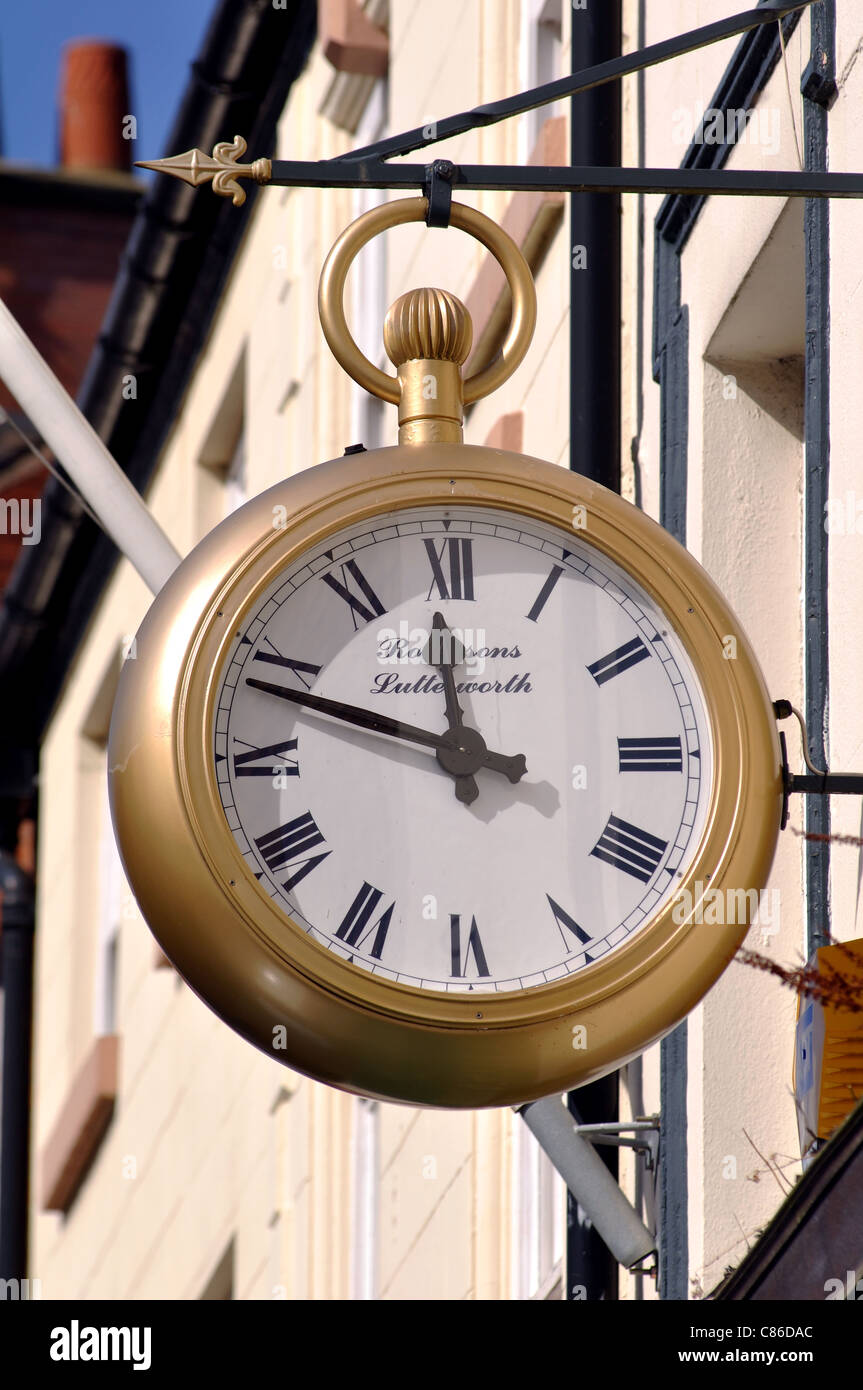 Pocket watch clock outside jewellers shop, Lutterworth, Leicestershire