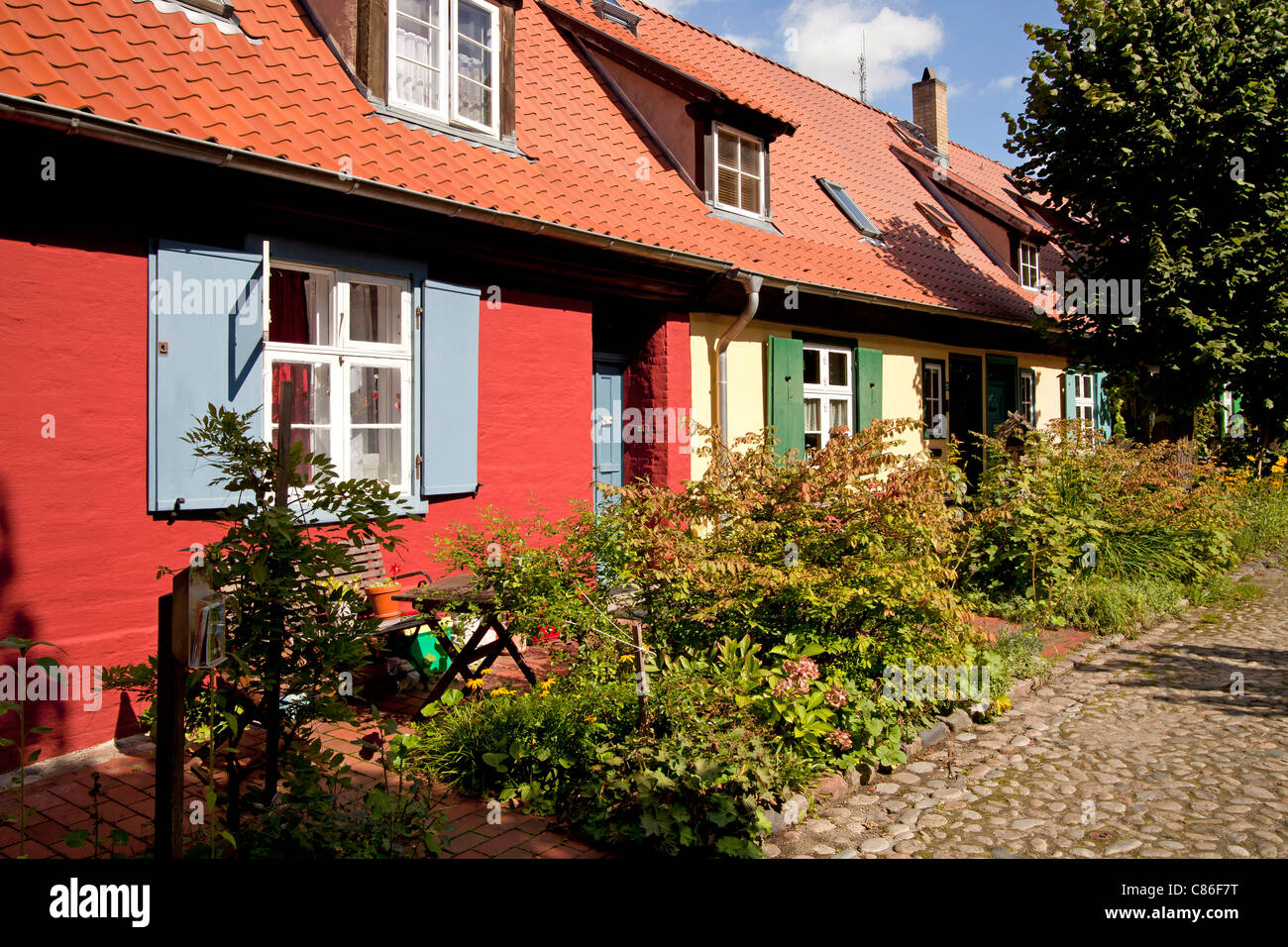 historical homes at the Johanniskloster, a former Franciscan Monastery in the Hanseatic City of Stralsund,  Germany Stock Photo