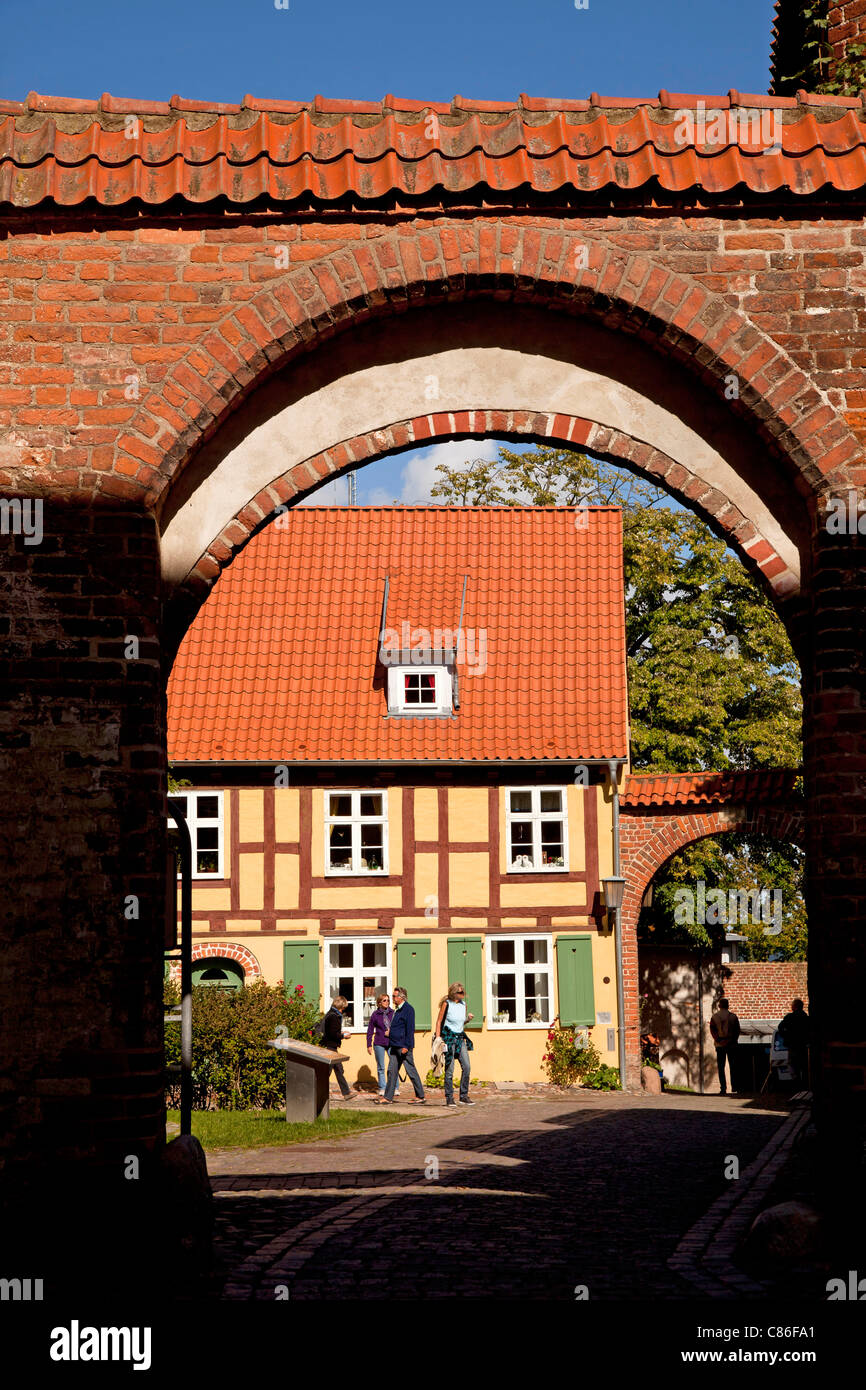 archway to the courtyard of the Johanniskloster, a former Franciscan Monastery in the Hanseatic City of Stralsund,  Germany Stock Photo