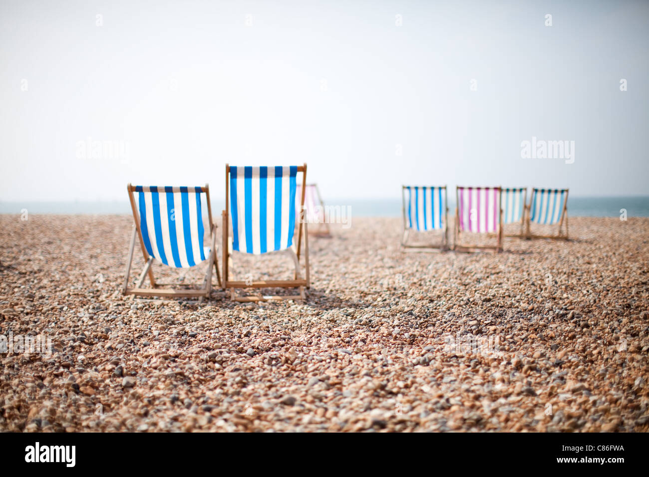Brighton Beach Seaside Deckchairs Stock Photo Alamy