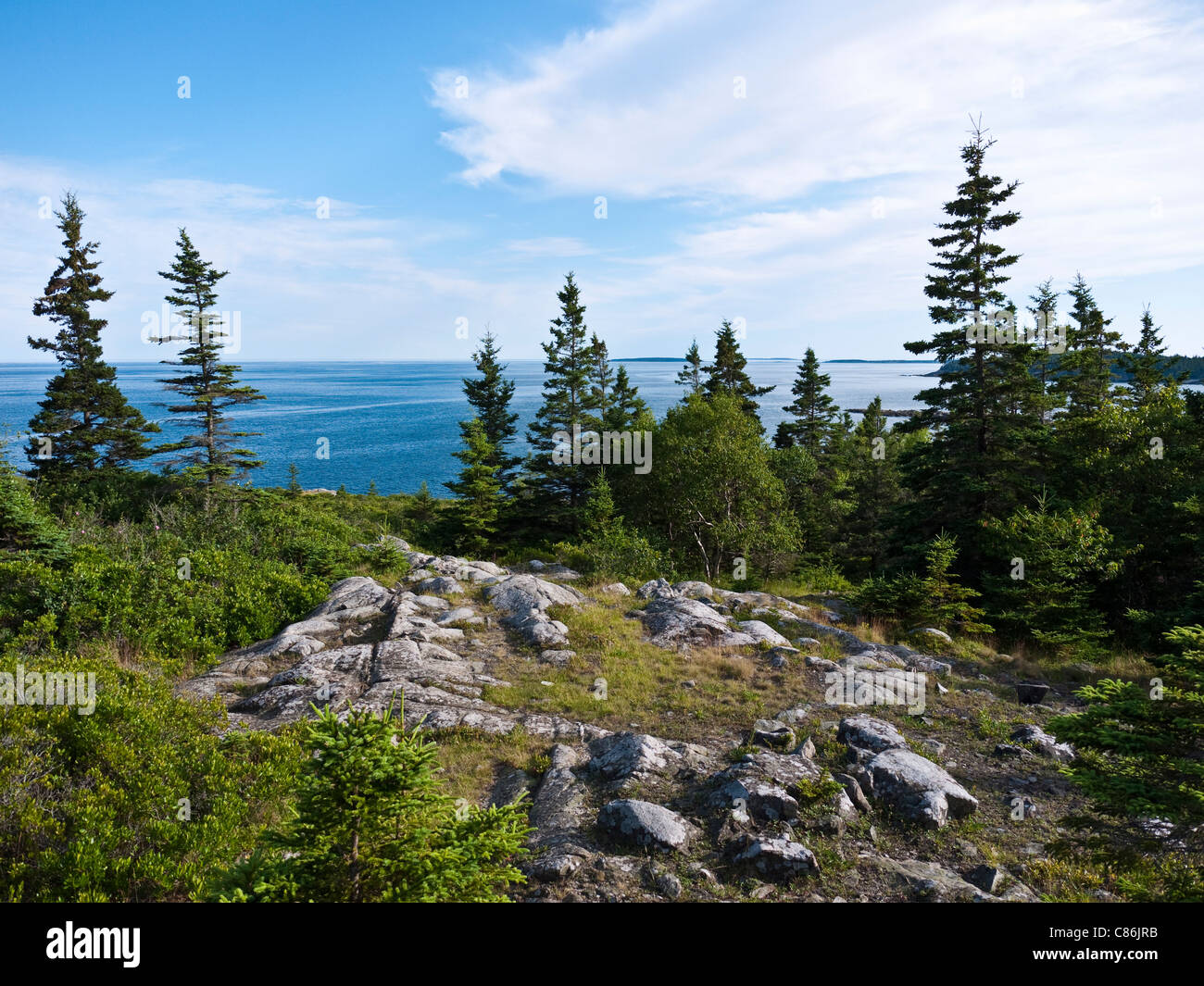 Ocean views from the Great Head trail in Arcadia National Park ME USA Stock Photo