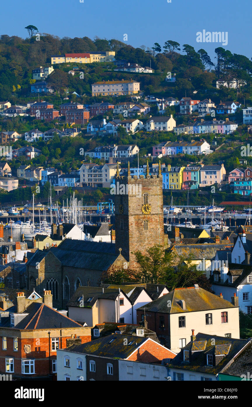 Elevated view over Dartmouth and Kingswear, Devon, UK Stock Photo