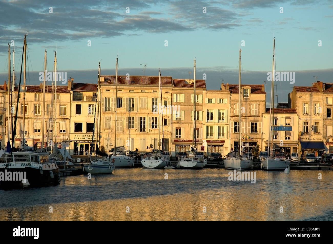 La Rochelle, France, the old Harbour at dusk, Stock Photo