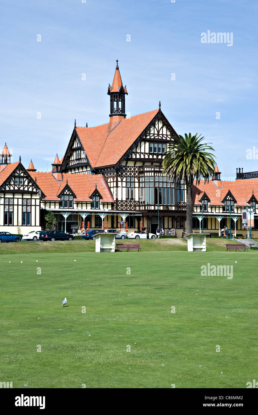 The Museum of Art and History Government Gardens at Rotorua North Island New Zealand NZ Stock Photo