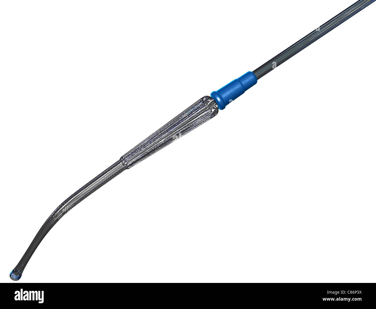 This medical illustration features a Yankauer suction tip-surgical instrument. Stock Photo