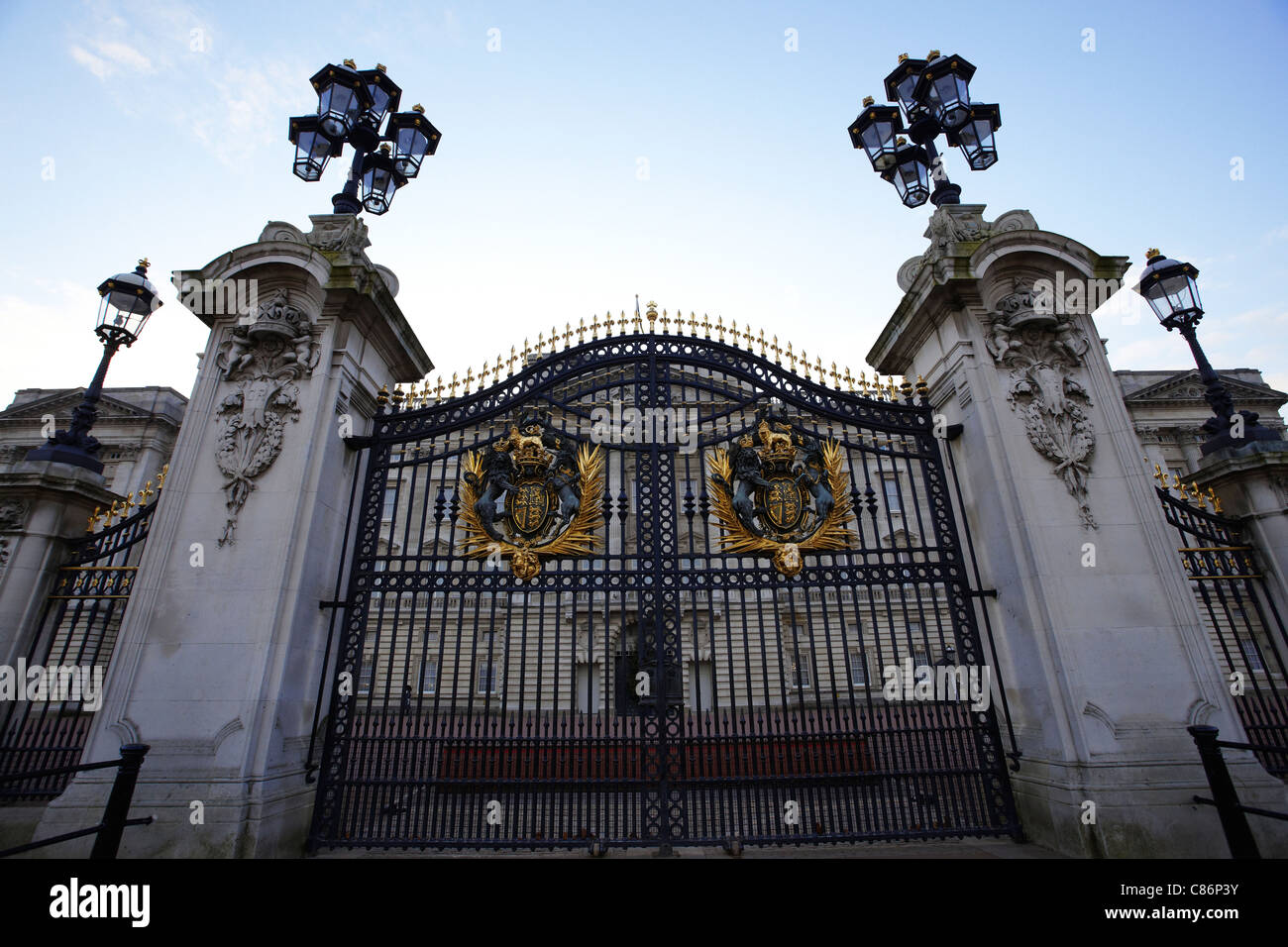 The central gate of the palace with the golden symbols of empire Stock Photo