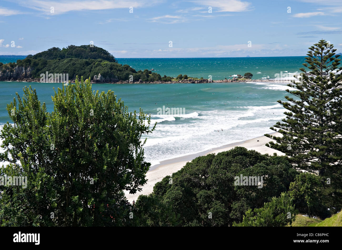 The Lovely Golden Sands of Mount Maunganui and Omanu Beaches Bay of Plenty North Island New Zealand NZ Stock Photo
