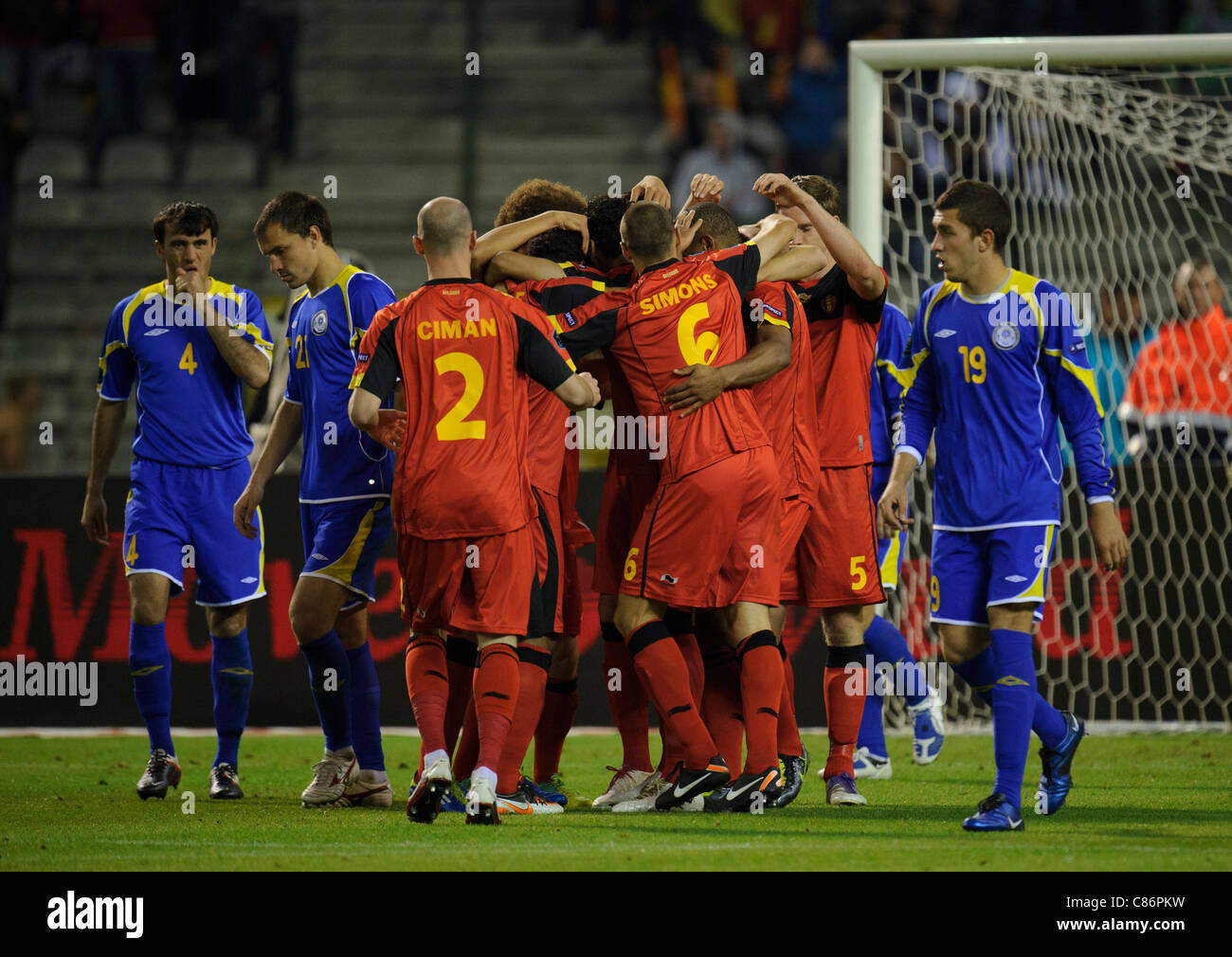 Vincent Kompany of Belgium celebrates after scoring a goal  Stock Photo