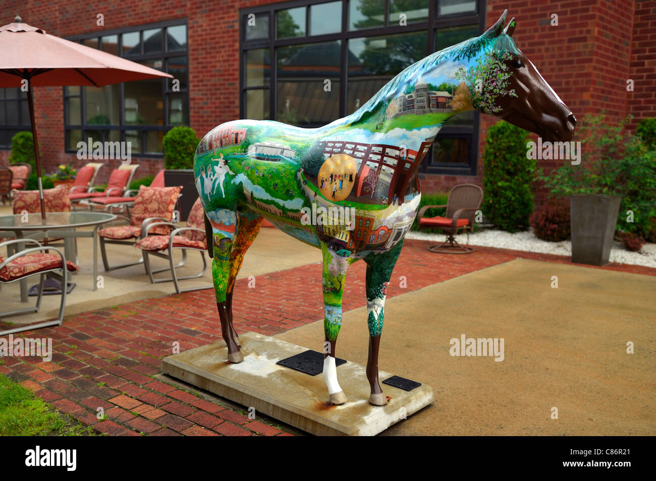 Saratoga Springs the city of painted horses, New York NY Stock Photo