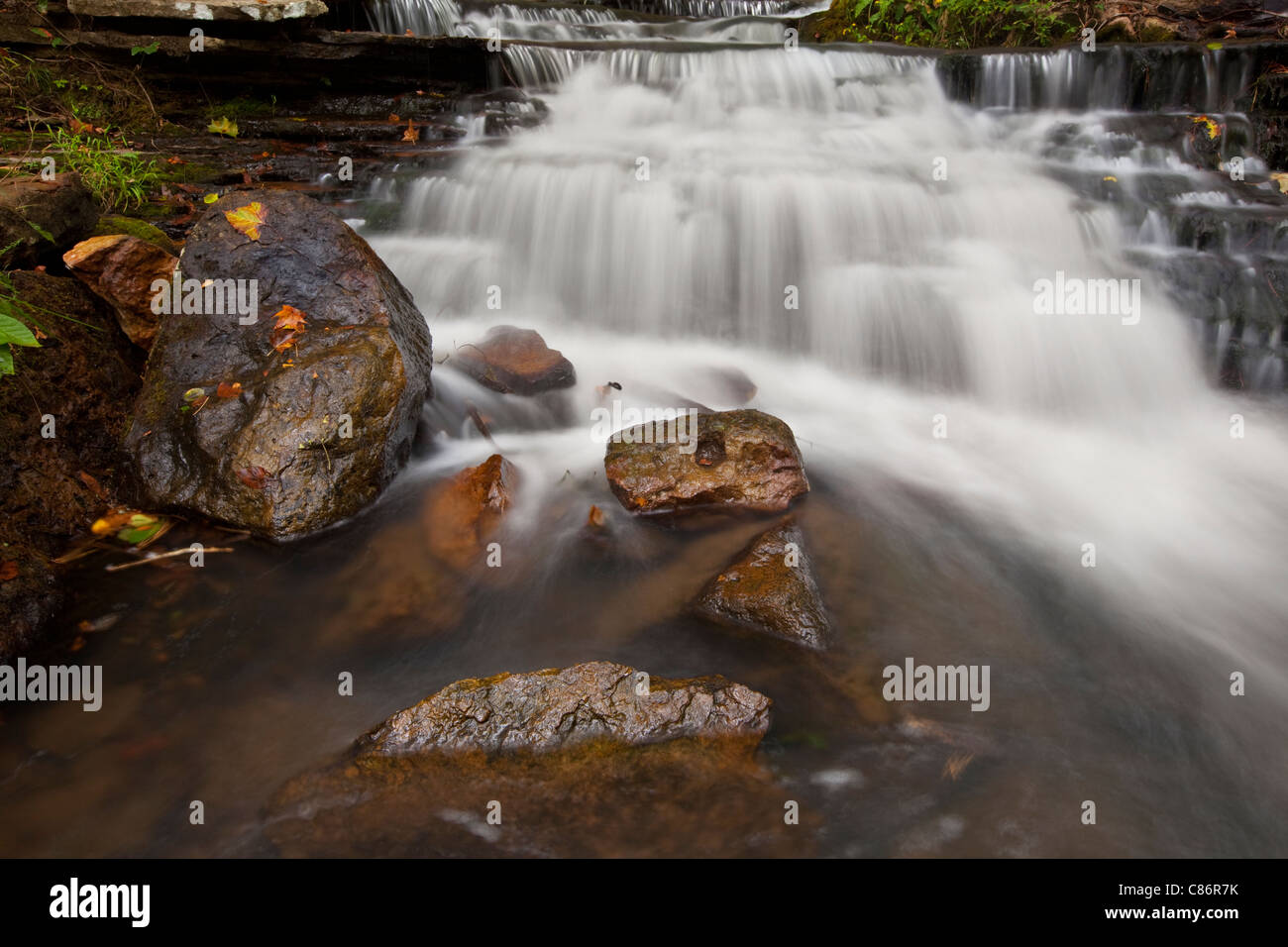 Waterfall at Collins Creek, Ozark Mountains, Heber Springs, Arkansas – USA Stock Photo