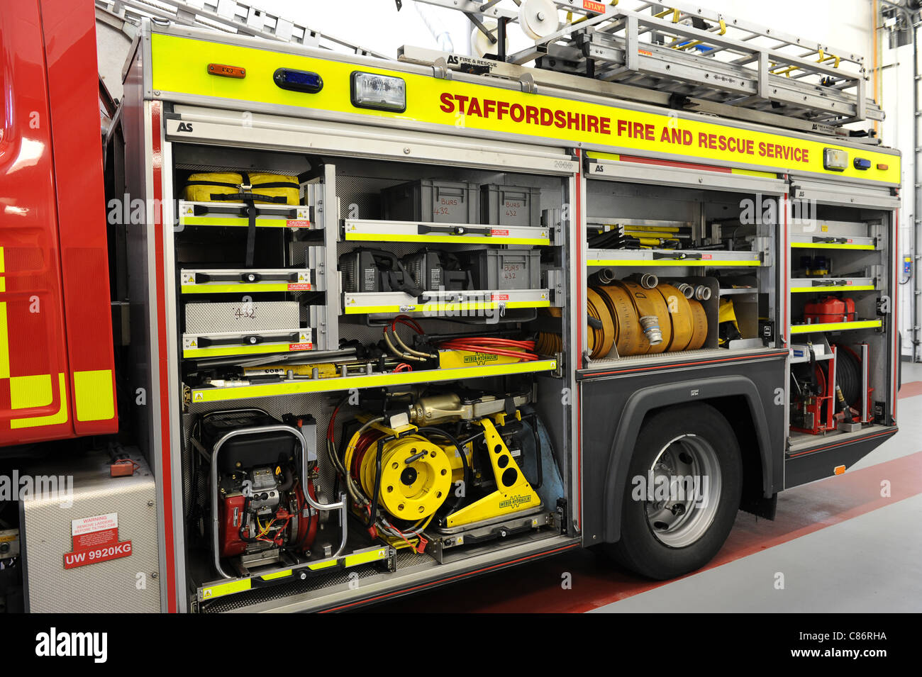 Staffordshire Fire Service fire appliance equipment England Uk Stock Photo