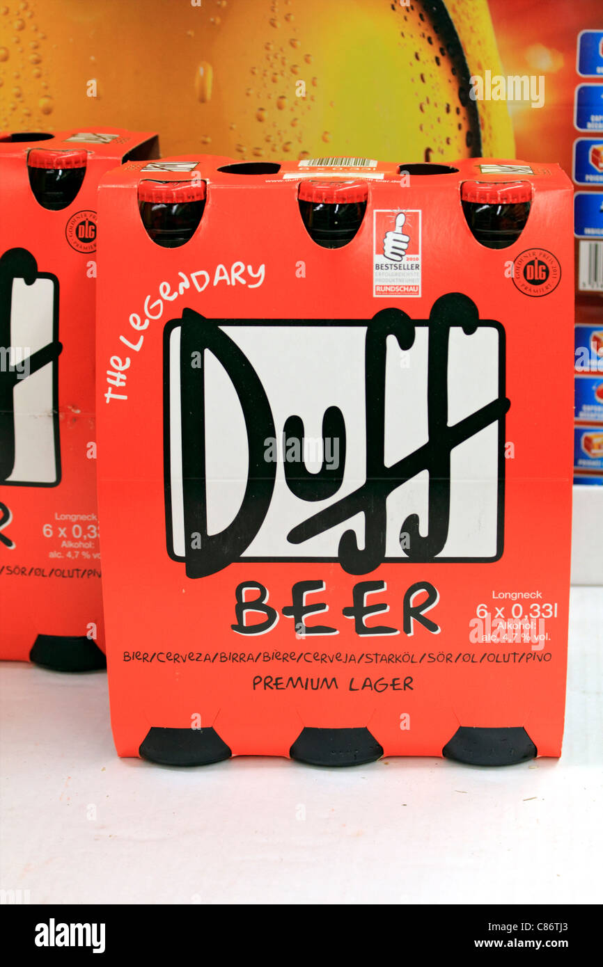 Bottles of Duff beer on sale in a French Supermarket Stock Photo - Alamy