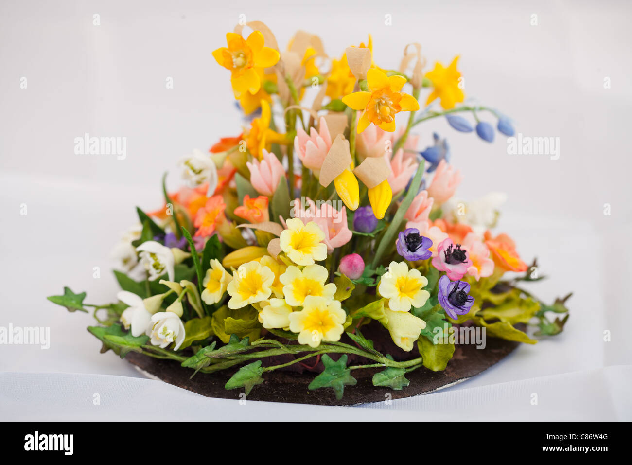 Sugar craft flowers against a white background Stock Photo Alamy