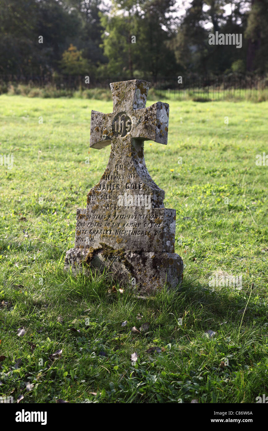 Old Headstone in the graveyard of The Wilton Italianate Church, Wiltshire, England, UK Stock Photo
