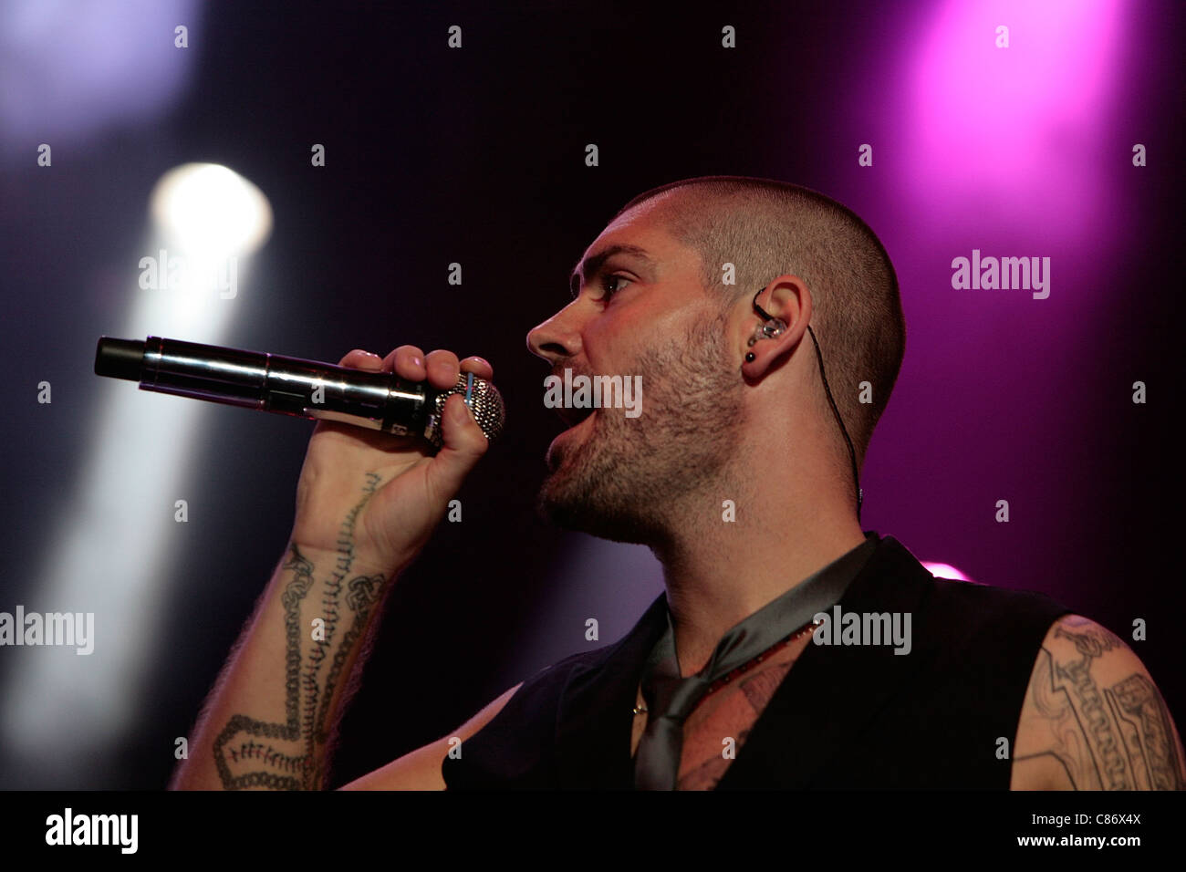 BELFAST, UNITED KINGDOM - MAY 25: Shane Lynch performs with Boyzone at the Odyssey Arena, Belfast Stock Photo