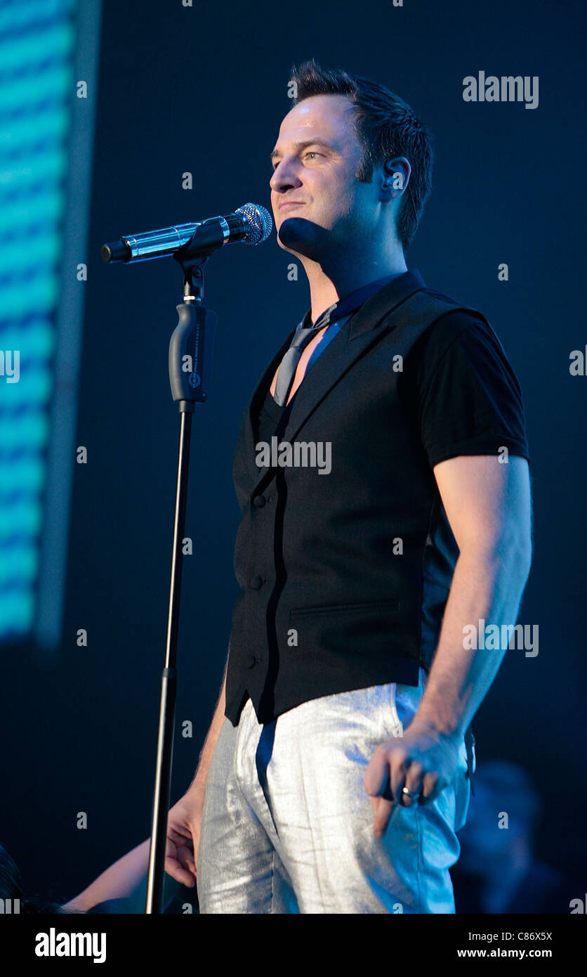 BELFAST, UNITED KINGDOM - MAY 25: Mikey Graham performs with Boyzone at the Odyssey Arena, Belfast Stock Photo