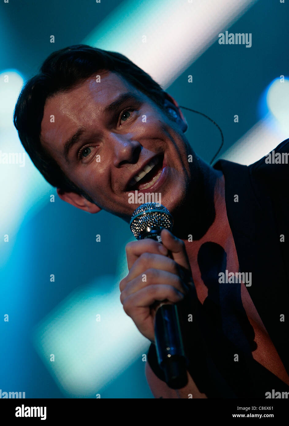 BELFAST, UNITED KINGDOM - MAY 25: Stephen Gately performs with Boyzone at the Odyssey Arena, Belfast Stock Photo