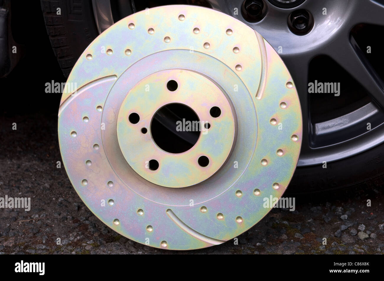 High performance vented brake disc Stock Photo