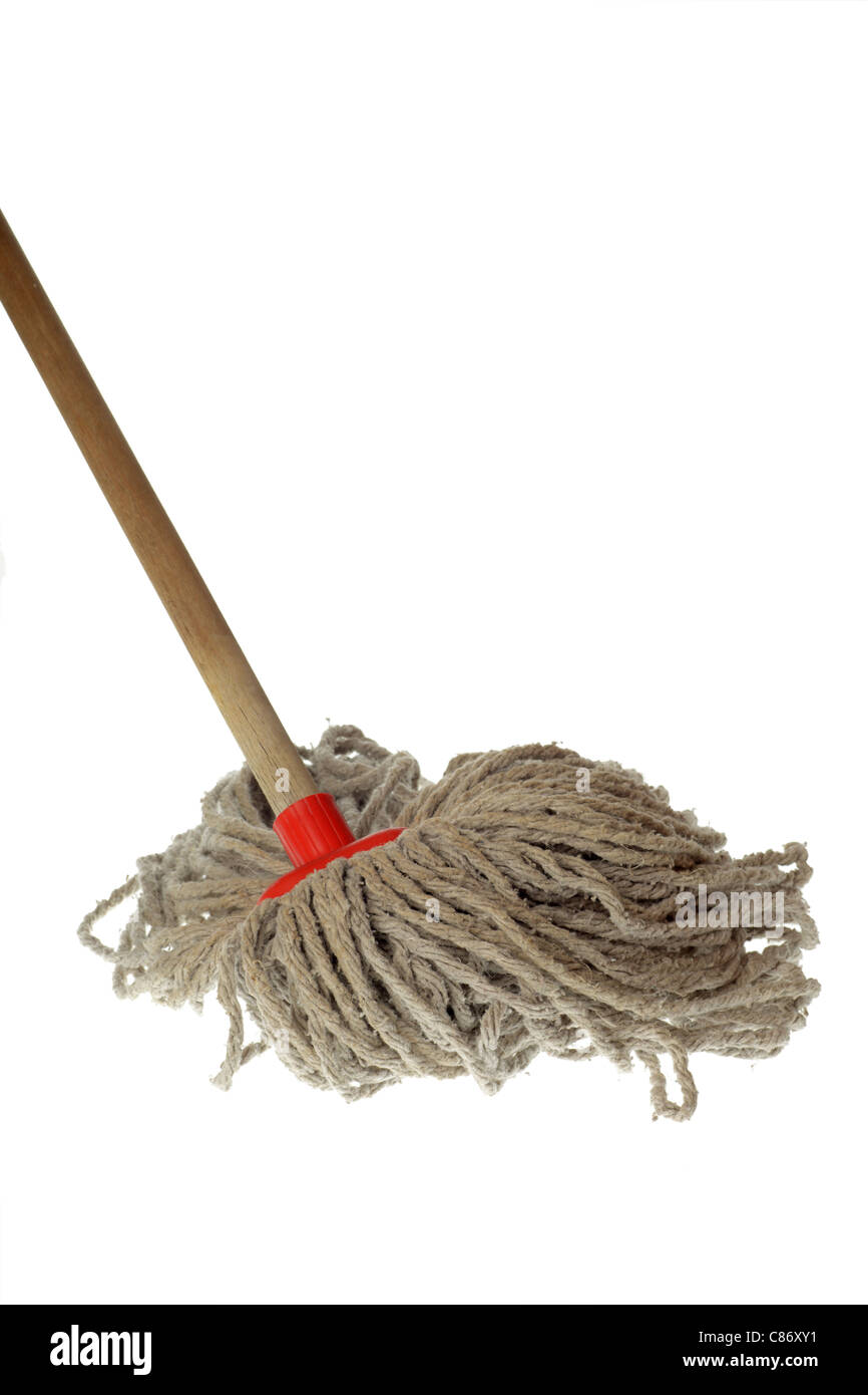 Old Mop Isolated on White Background Stock Photo - Alamy