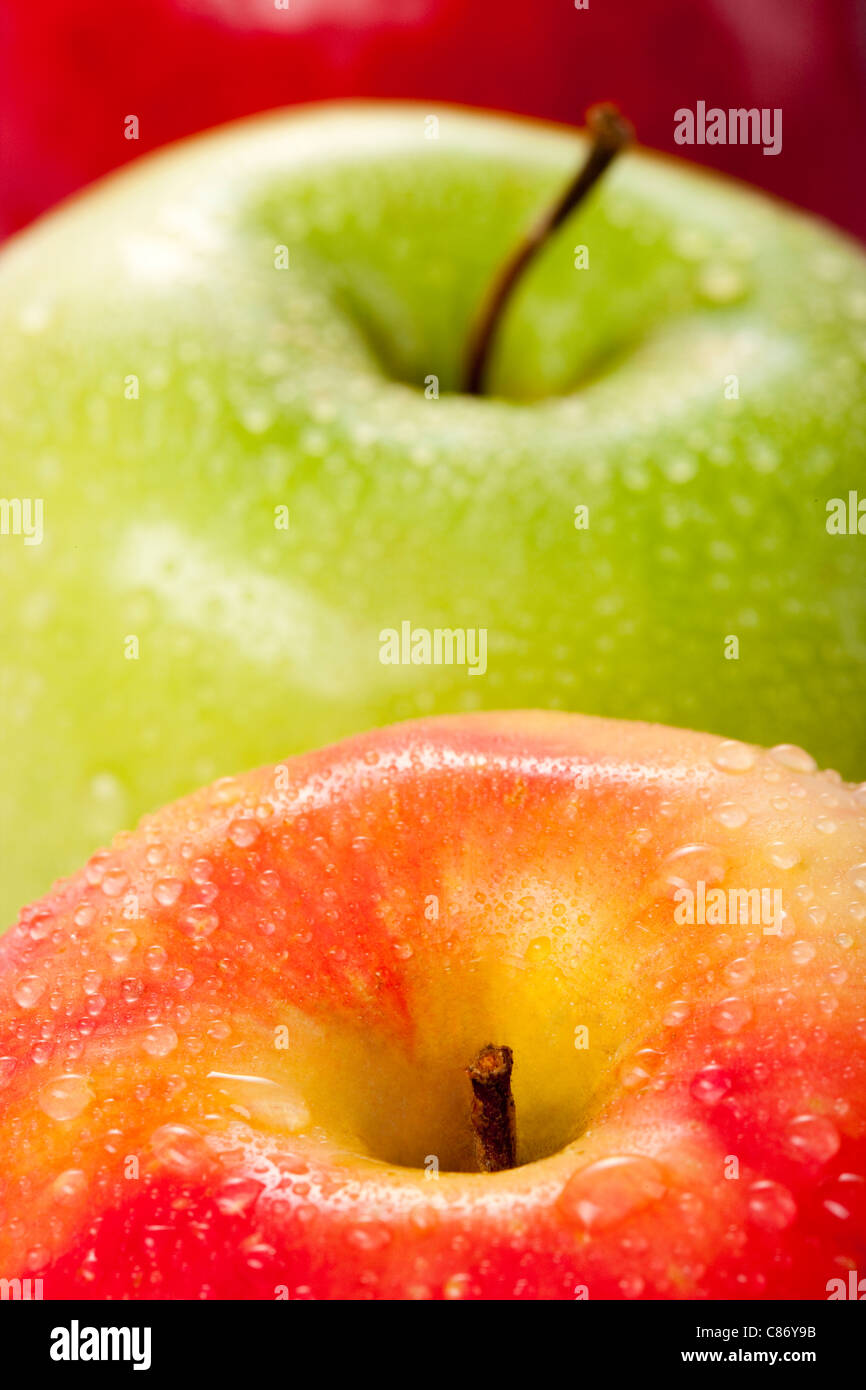 Wet Apples on White Background Stock Photo - Alamy