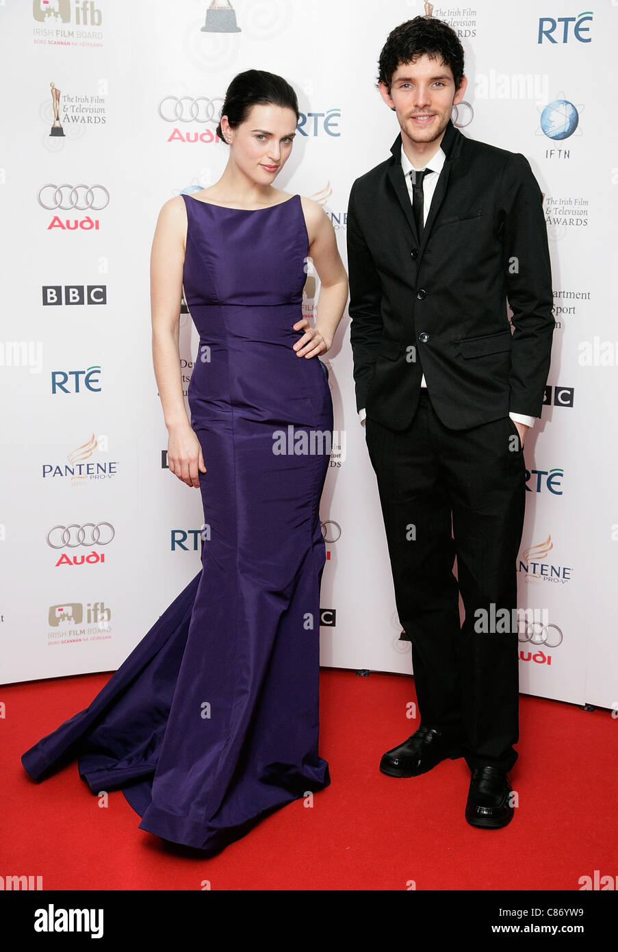 DUBLIN, IRELAND - FEBRUARY 14: Katie McGrath and Colin Morgan attend the press room at the 6th Annual Irish Film and Television Awards at the Burlington Hotel on February 14, 2009 in Dublin, Ireland Stock Photo