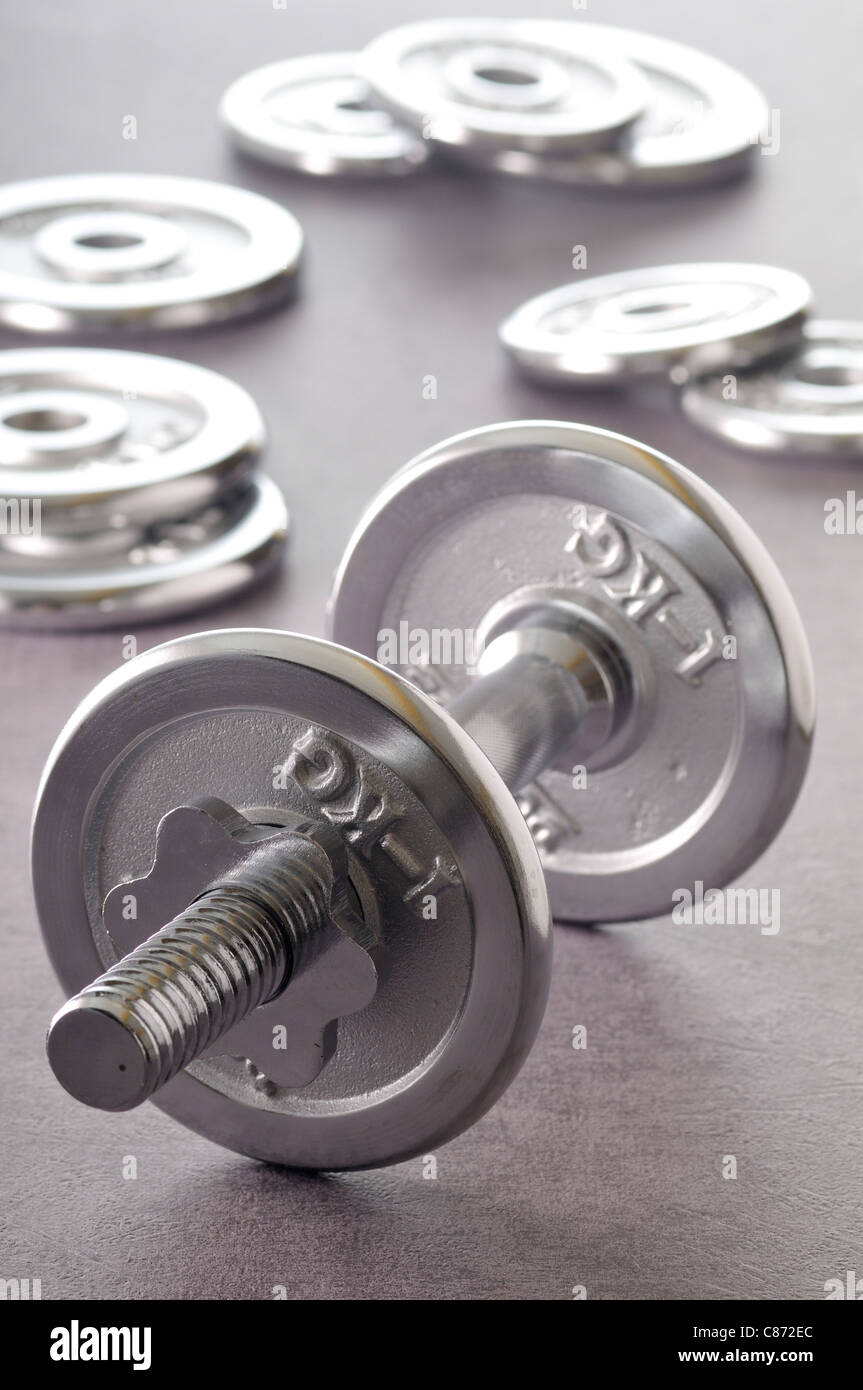 Dumbbell and Weights Stock Photo Alamy