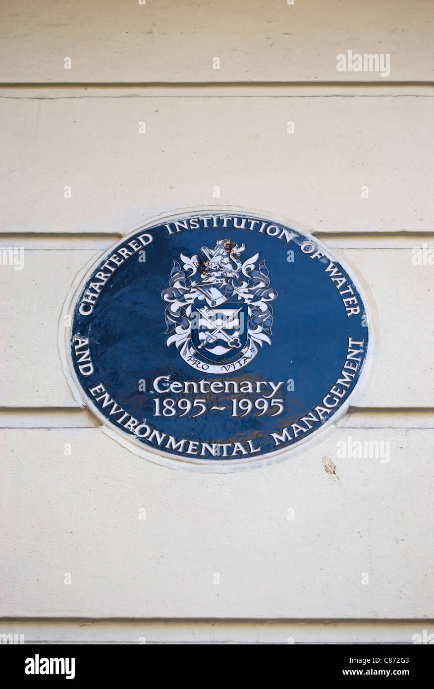 plaque marking the 1995 centenary of the chartered institution of water and environmental management, john street, london Stock Photo