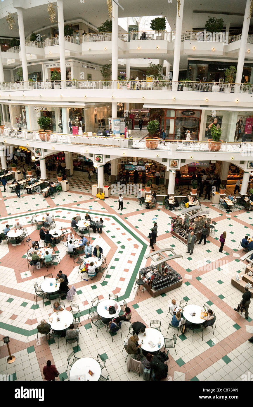 View of Pentagon City Shopping Mall and food court, Washington DC USA Stock Photo