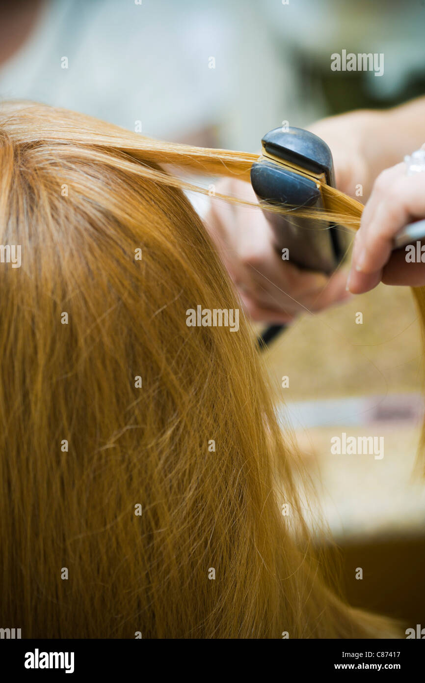 Woman at Hairdresser Stock Photo