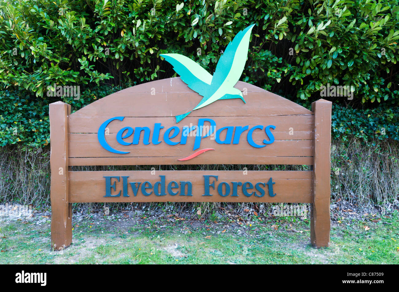 A sign for Center Parcs at Elveden Forest Stock Photo