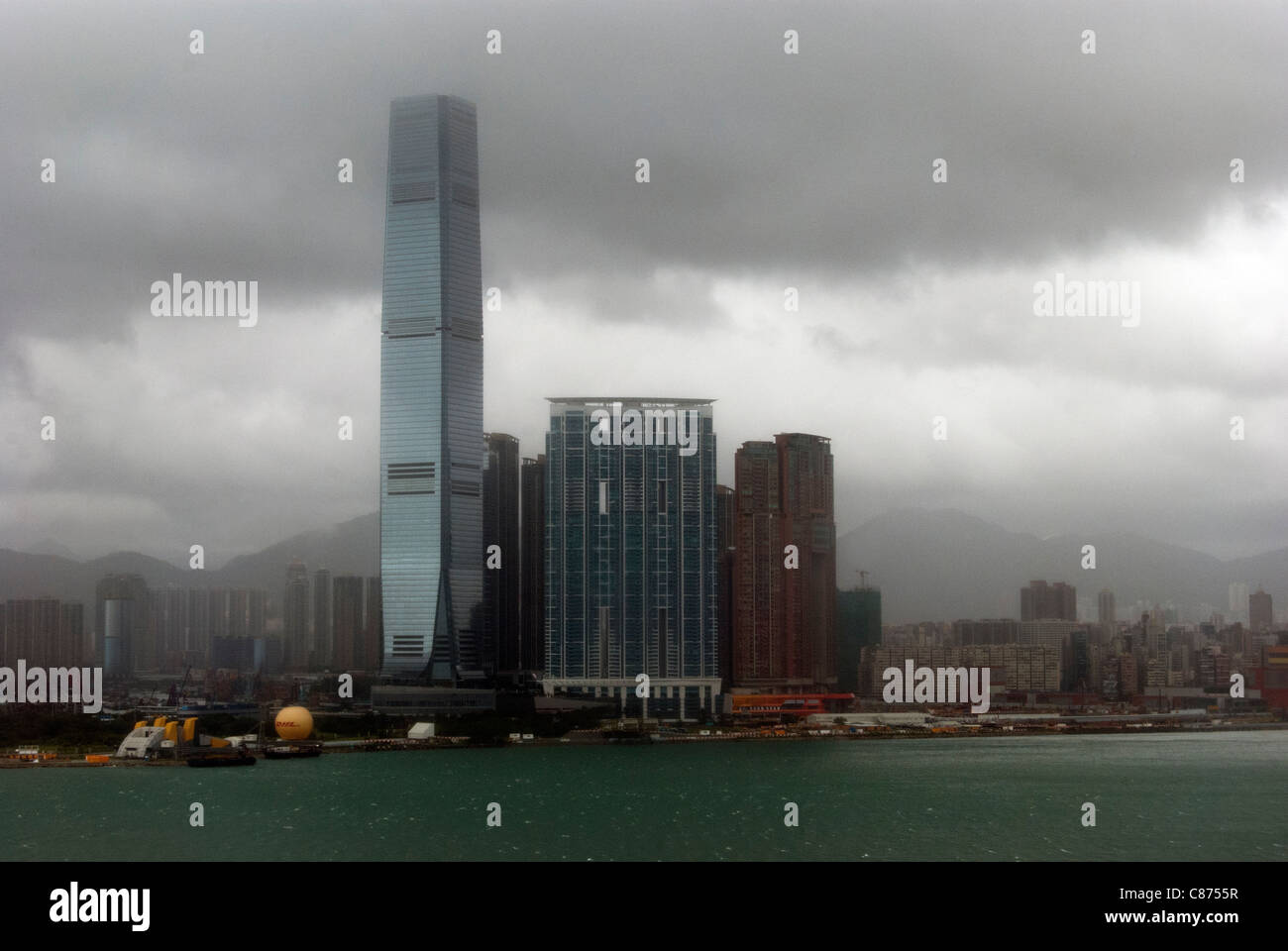 Typhoon over Kowloon, Hong Kong Stock Photo