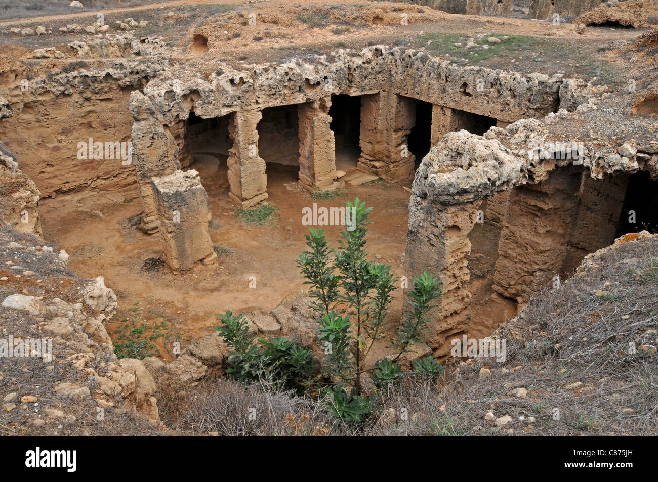 The historic and mysterious Tombs of the Kings in Paphos Cyprus Stock Photo