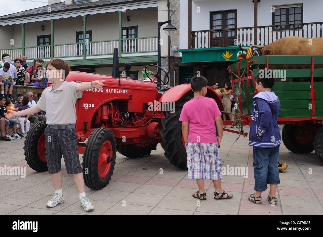 Barreiros tractor- Agricultural Fair in ' La Caridad ' ( El Franco council ) . Principado de Asturias . SPAIN Stock Photo