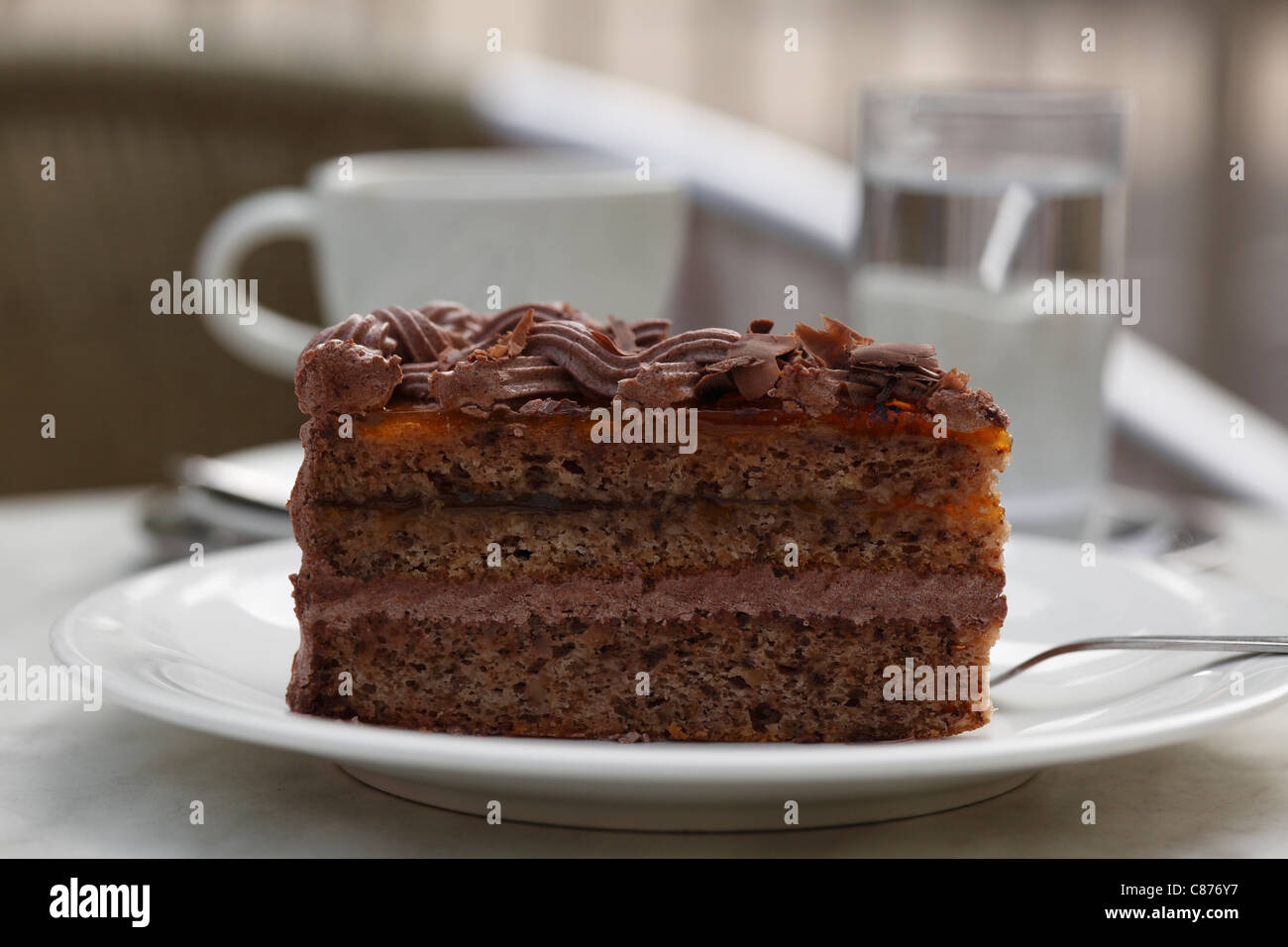 Austria, Wachau, Close up of cake slice in plate Stock Photo
