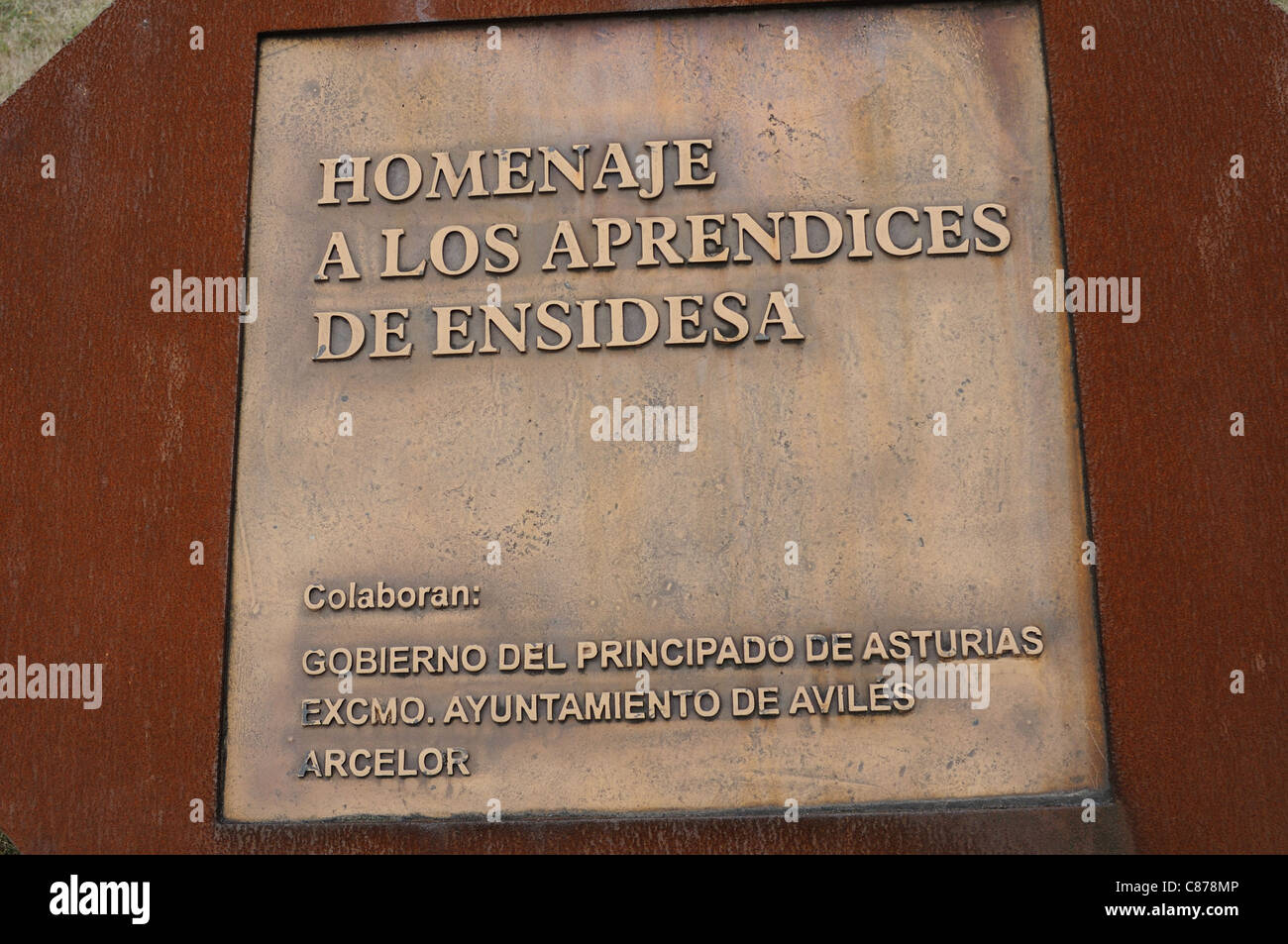 ' Plate Ensidesa workers' in AVILÉS . Principado de Asturias . SPAIN Stock Photo