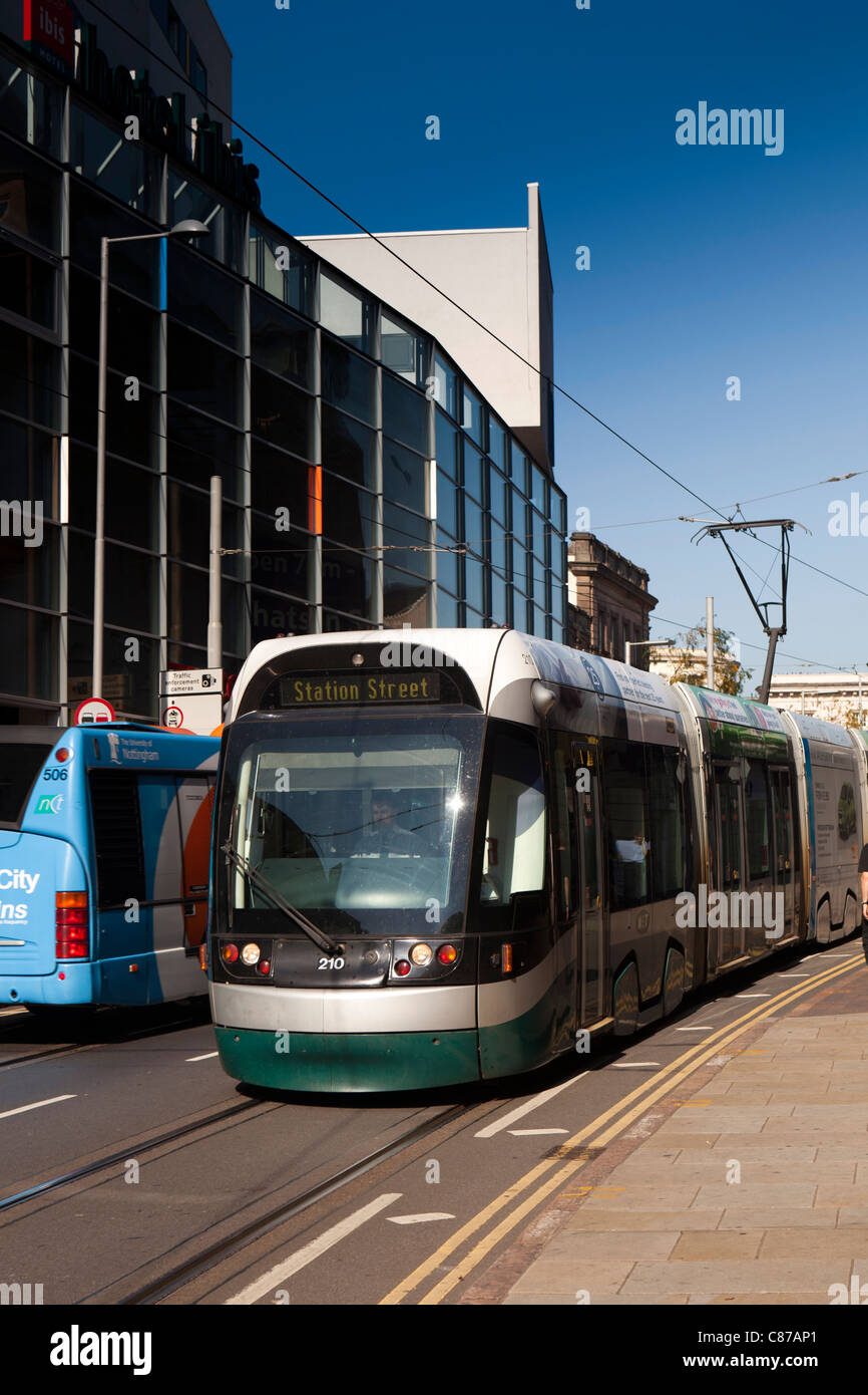 UK, Nottinghamshire, Nottingham, Fletcher Gate, NET tram Stock Photo