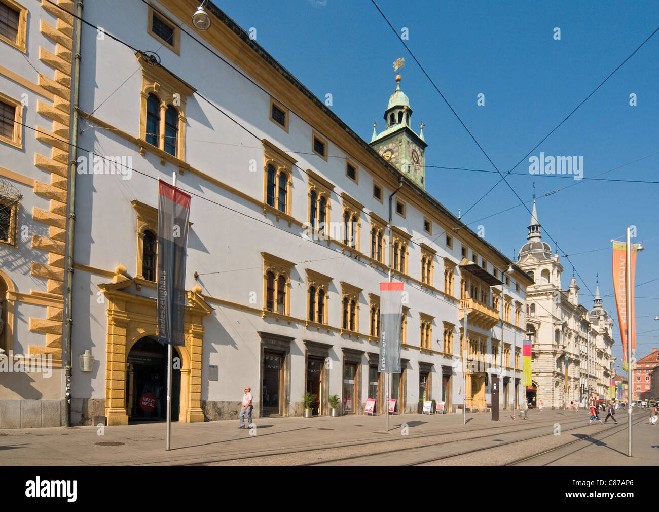 Renaissance Landhaus (Parliament) and Landeszeughaus (Armoury) in Herrengasse Street in Graz, Styria, Austria Stock Photo