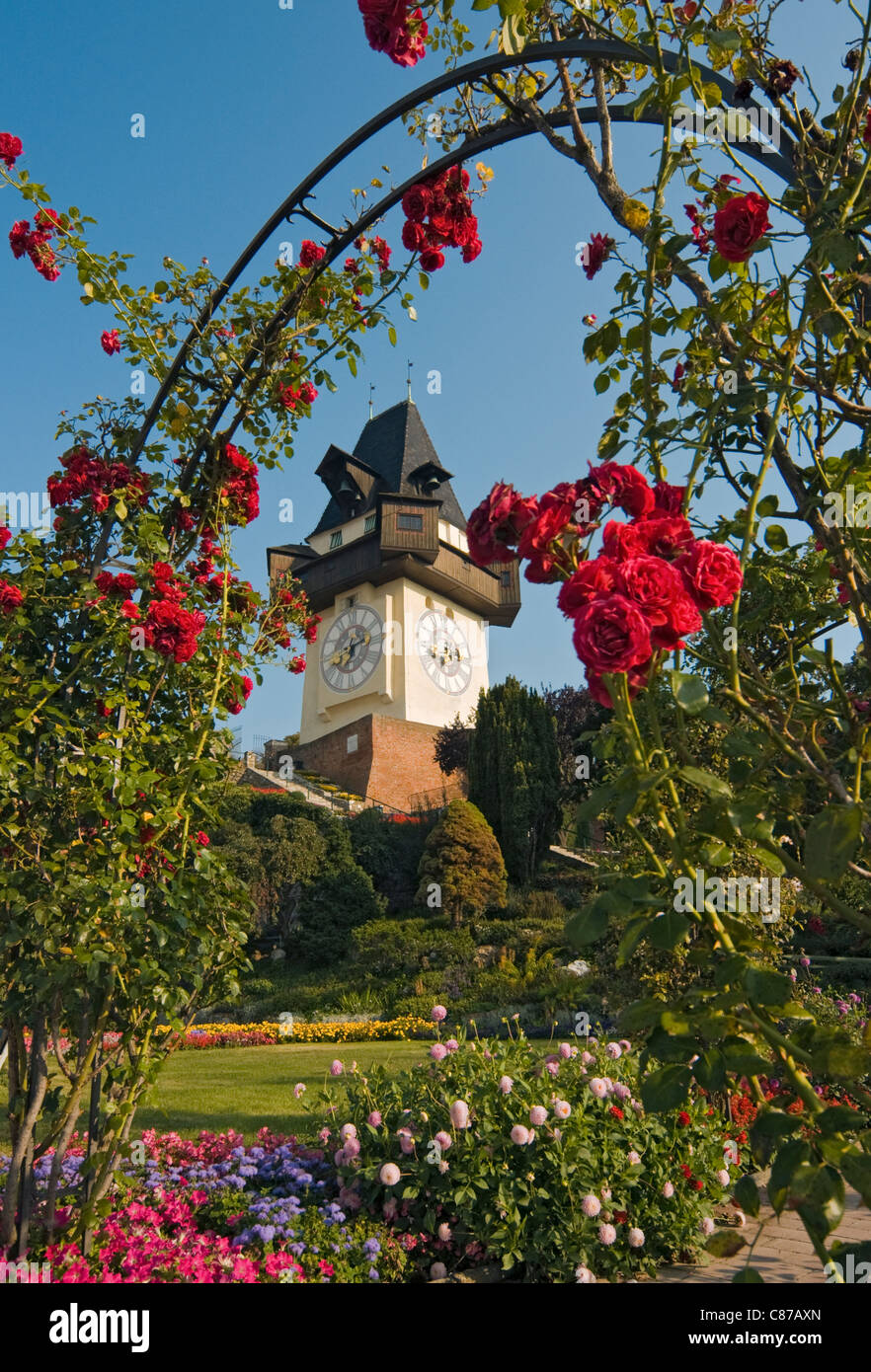 Uhrturm (Clock Tower), Grazer Schlossberg Hill, Graz, Styria (Austria) Stock Photo