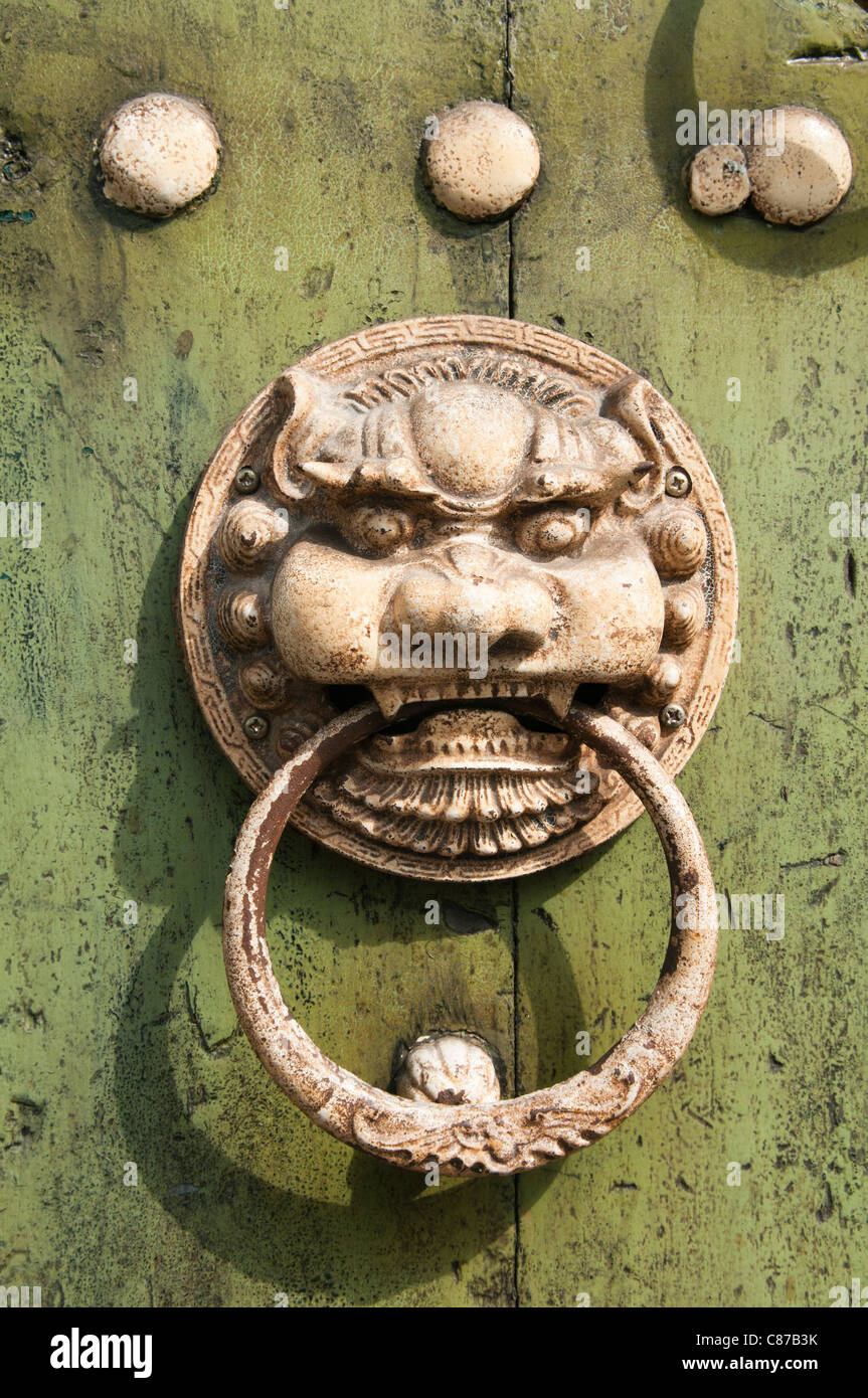 beautiful door knocker in Chinatown in Georgetown, Penang, Malaysia Stock Photo