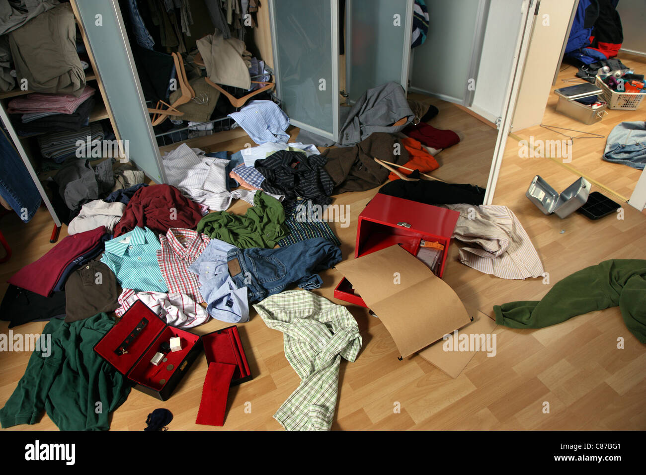 Burglar in a private house. Daylight burglary. Breaking into a house