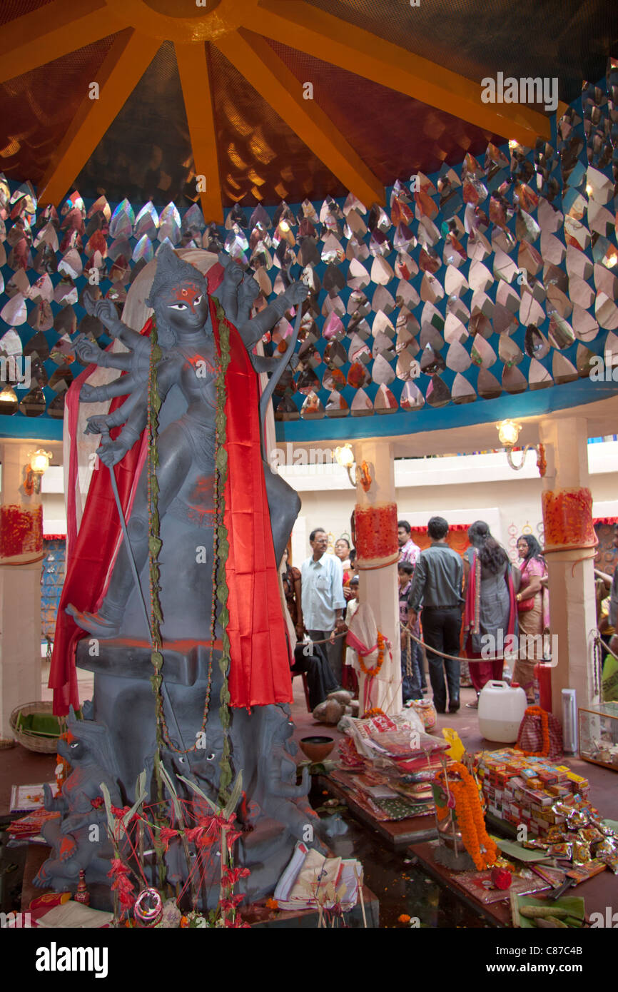 Depiction Of Goddess Durga At Telengabagan Durga Puja Pandal In