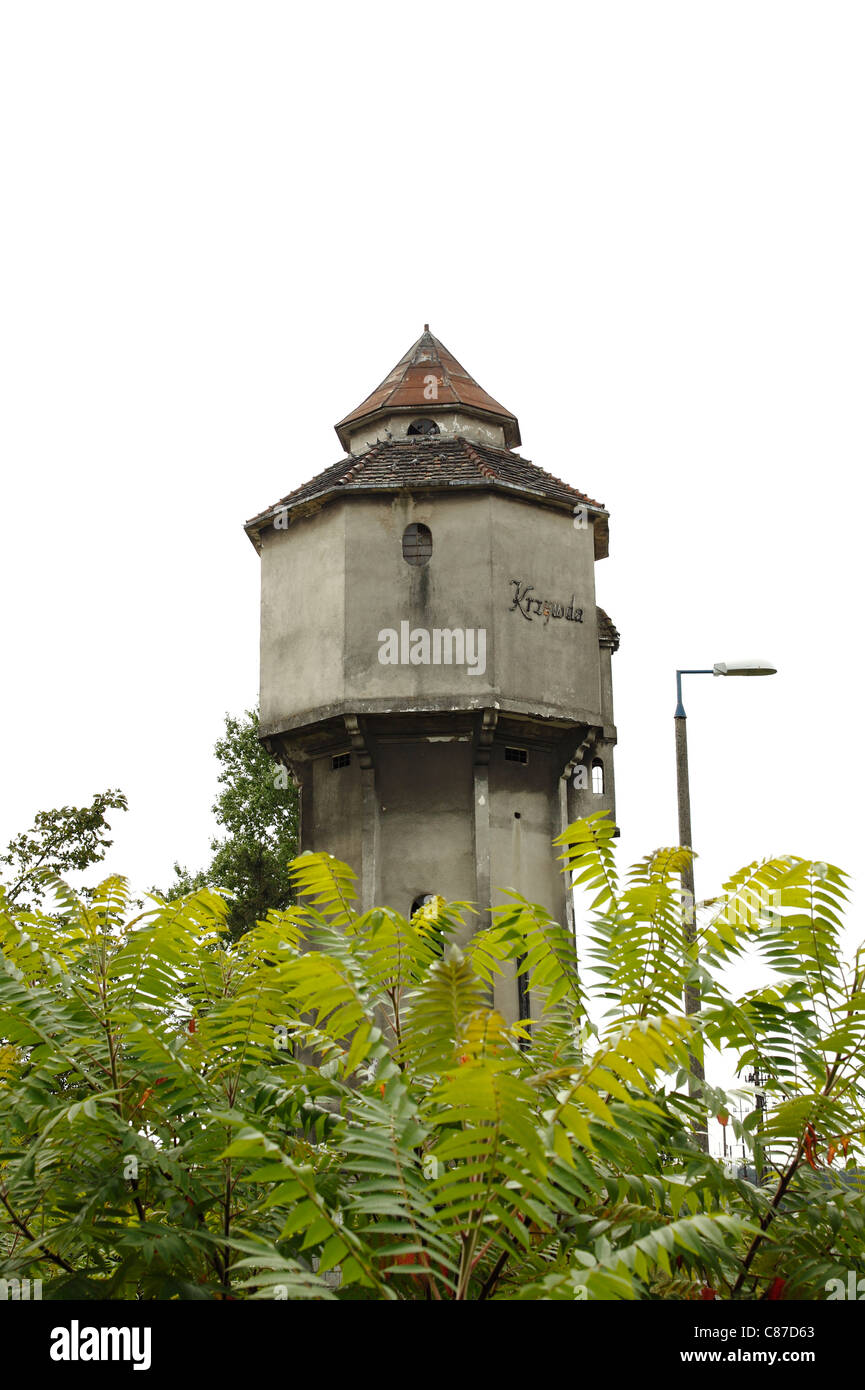 Deteriorating water tower in Krzywda village (Lukow County), Poland Stock Photo