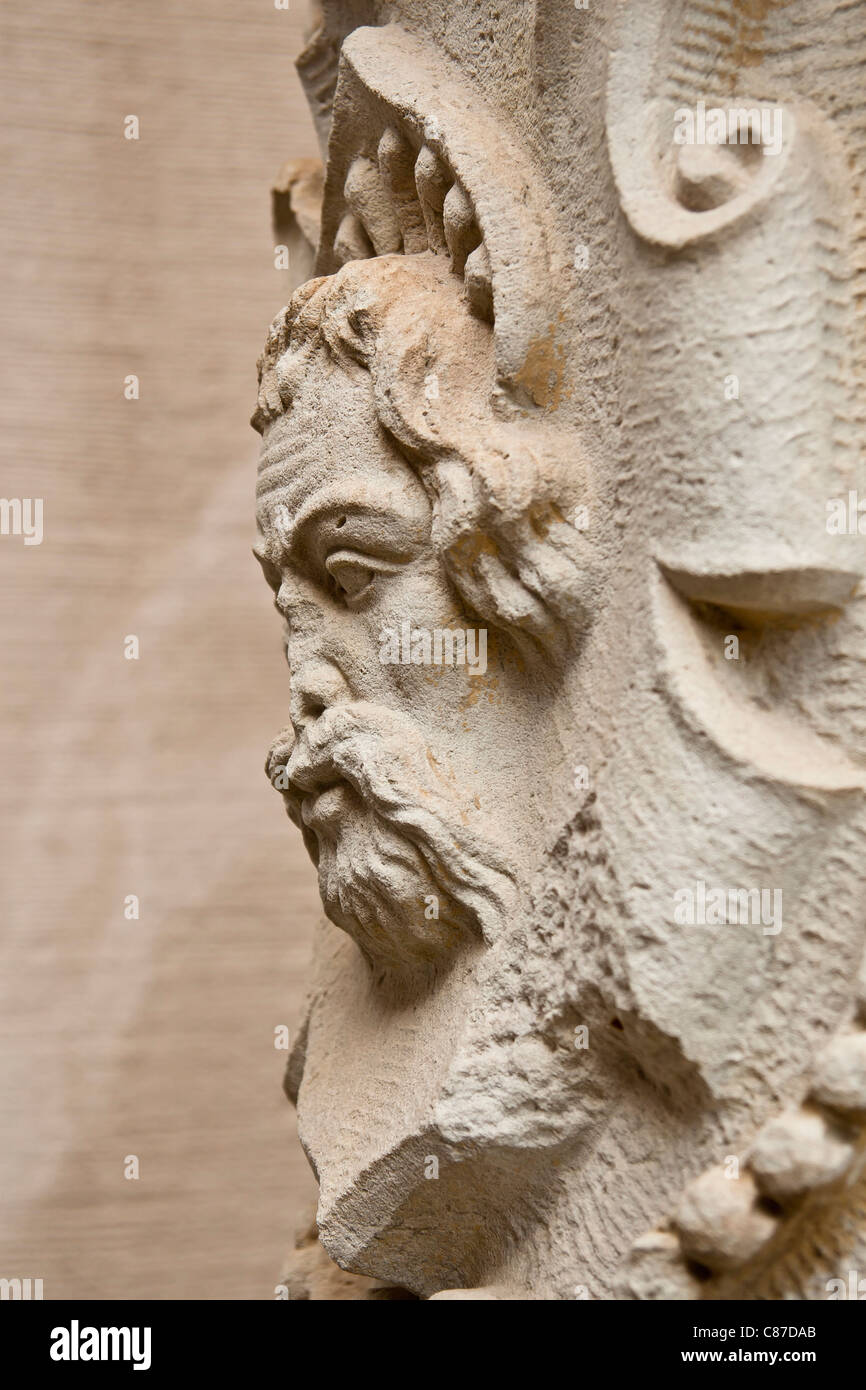 Decorative relief head, New Palace in Fuerst-Pueckler-Park, Bad Muskau, Germany. Stock Photo