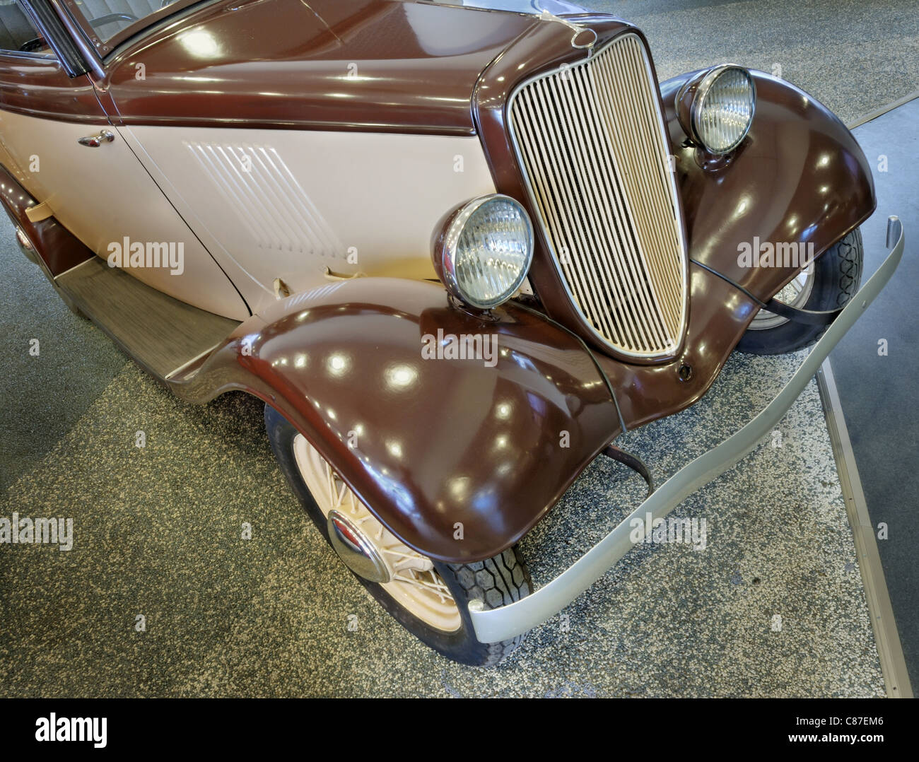 Forward part of the antiquarian car. Stock Photo